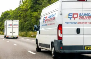 Sameday Delivery vans on the road